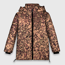 Куртка зимняя женская Мраморная текстура камень свело-коричневый, цвет: 3D-черный