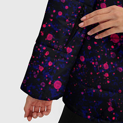 Куртка зимняя женская Абстракция чёрно-синий с розовыми кляксами, цвет: 3D-черный — фото 2