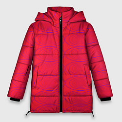 Куртка зимняя женская Паттерн из овалов на алом красном, цвет: 3D-светло-серый