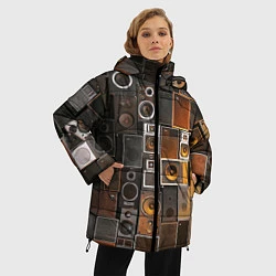 Куртка зимняя женская Винтажные колонки, цвет: 3D-черный — фото 2