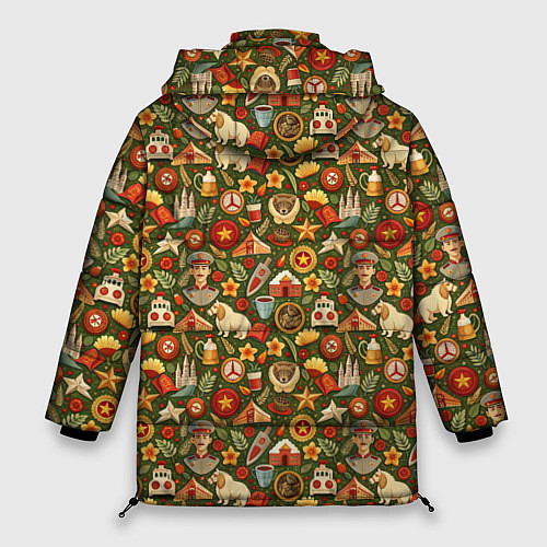 Женская зимняя куртка Солдат и символика СССР / 3D-Светло-серый – фото 2