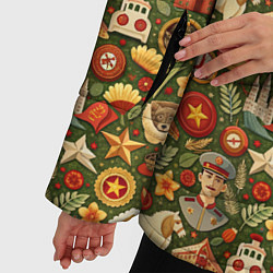 Куртка зимняя женская Солдат и символика СССР, цвет: 3D-красный — фото 2