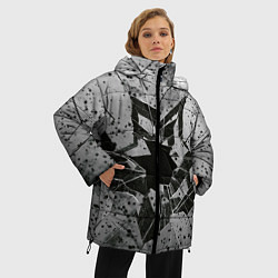 Куртка зимняя женская Грязное разбитое стекло в пятнах, цвет: 3D-черный — фото 2