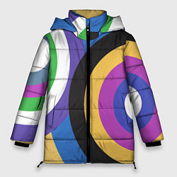 Куртка зимняя женская Разноцветные круги, абстракция, цвет: 3D-светло-серый