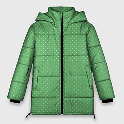 Куртка зимняя женская Светлый зелёный в маленький белый горошек, цвет: 3D-черный