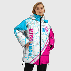 Куртка зимняя женская Borussia neon gradient style вертикально, цвет: 3D-черный — фото 2