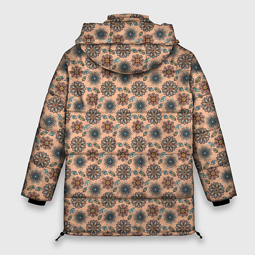 Женская зимняя куртка Цветочный узор в стиле бохо / 3D-Светло-серый – фото 2