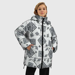 Куртка зимняя женская Ромб лабиринт паттерн, цвет: 3D-красный — фото 2