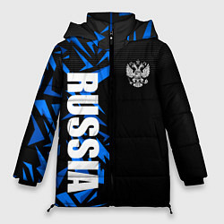 Куртка зимняя женская Россия - синяя абстракция, цвет: 3D-красный