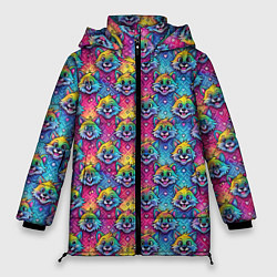 Куртка зимняя женская Фурри мордочки лисички, цвет: 3D-светло-серый
