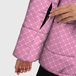 Куртка зимняя женская Розовый паттерн сеточка, цвет: 3D-черный — фото 2