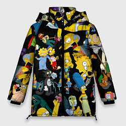 Куртка зимняя женская Персонажи Симпсонов, цвет: 3D-черный