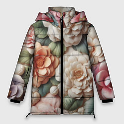 Куртка зимняя женская Текстурный фон в пастельных тонах, цвет: 3D-красный