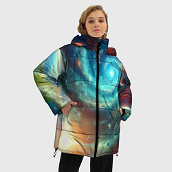 Куртка зимняя женская Неоновая далёкая галактика - нейросеть, цвет: 3D-черный — фото 2