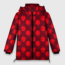 Куртка зимняя женская Паттерн с красными яблоками, цвет: 3D-красный