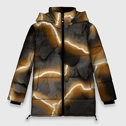 Куртка зимняя женская Электрический удар молнии паттерн, цвет: 3D-черный