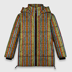 Куртка зимняя женская Полосы в африканском стиле, цвет: 3D-черный