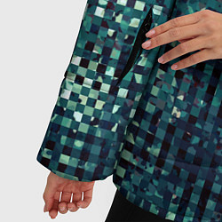 Куртка зимняя женская Сине-бирюзовый абстрактный, цвет: 3D-светло-серый — фото 2