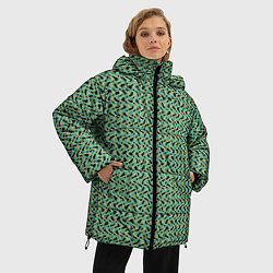 Куртка зимняя женская Изумрудный волнистые линии, цвет: 3D-светло-серый — фото 2