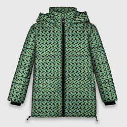 Куртка зимняя женская Изумрудный волнистые линии, цвет: 3D-светло-серый