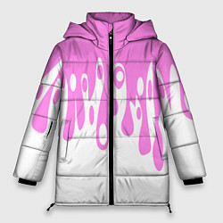 Куртка зимняя женская Потеки розовой краски на белом, цвет: 3D-черный