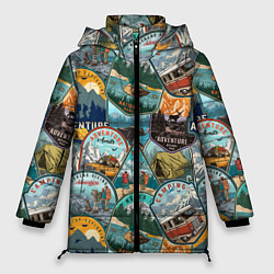 Куртка зимняя женская Adventure stickers, цвет: 3D-черный