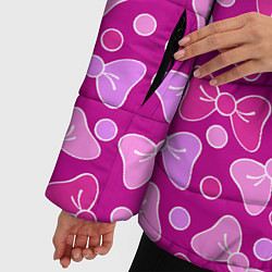 Куртка зимняя женская Розовые бантики, цвет: 3D-черный — фото 2