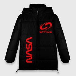 Женская зимняя куртка Nasa space red logo