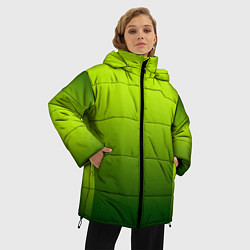 Куртка зимняя женская Яркий зеленый градиентный комбинированный узор, цвет: 3D-черный — фото 2