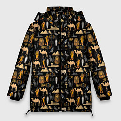 Куртка зимняя женская Древний Египет - паттерн, цвет: 3D-черный
