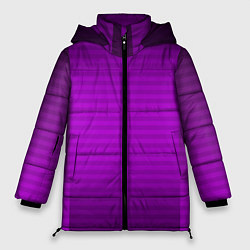 Куртка зимняя женская Фиолетовый градиентный полосатый комбинированный у, цвет: 3D-черный