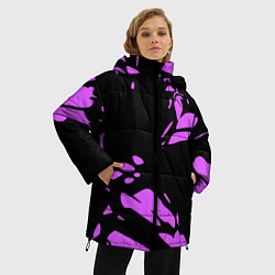 Куртка зимняя женская Фиолетовая абстракция, цвет: 3D-черный — фото 2