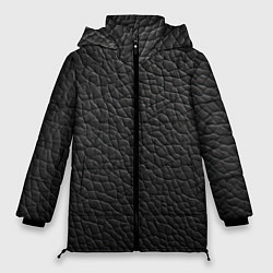 Куртка зимняя женская Кожа черная, цвет: 3D-светло-серый