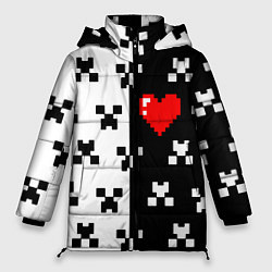 Куртка зимняя женская Minecraft pattern love, цвет: 3D-черный