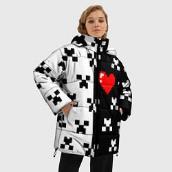 Куртка зимняя женская Minecraft pattern love, цвет: 3D-черный — фото 2