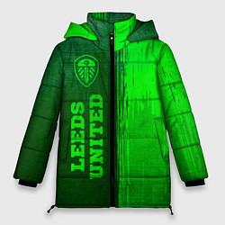 Куртка зимняя женская Leeds United - green gradient по-вертикали, цвет: 3D-черный