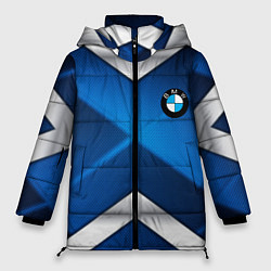 Куртка зимняя женская BMW metalic blue abstract, цвет: 3D-черный