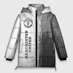 Куртка зимняя женская Manchester United - white gradient по-вертикали, цвет: 3D-черный