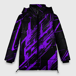 Куртка зимняя женская Purple stripes on a black background, цвет: 3D-светло-серый