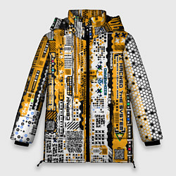 Куртка зимняя женская Cyberpunk pattern yellow, цвет: 3D-черный