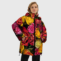 Куртка зимняя женская Ассорти из роз, цвет: 3D-красный — фото 2