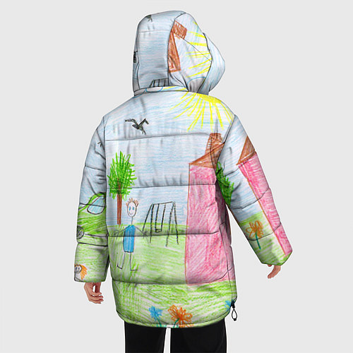 Женская зимняя куртка Детские рисунки / 3D-Красный – фото 4