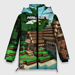 Куртка зимняя женская Minecraft House, цвет: 3D-красный