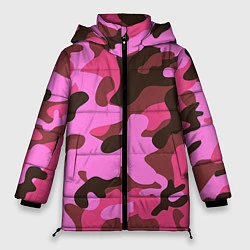 Куртка зимняя женская Камуфляж: розовый/коричневый, цвет: 3D-красный