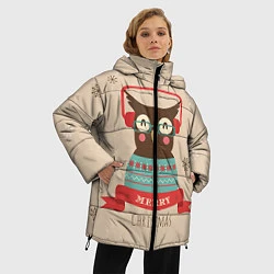 Куртка зимняя женская Сова в наушниках, цвет: 3D-красный — фото 2