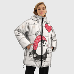 Куртка зимняя женская Влюбленный пингвин, цвет: 3D-черный — фото 2