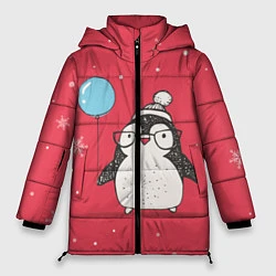 Куртка зимняя женская Влюбленная пингвинка, цвет: 3D-черный