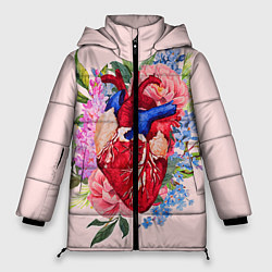 Куртка зимняя женская Цветочное сердце, цвет: 3D-красный
