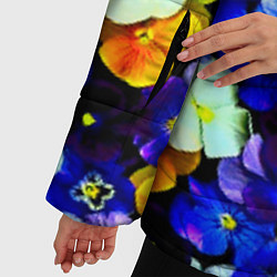 Куртка зимняя женская Синие цветы, цвет: 3D-красный — фото 2
