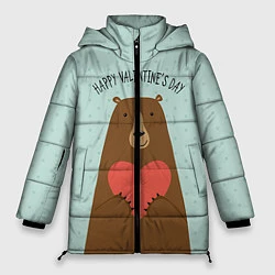 Куртка зимняя женская Медведь с сердцем, цвет: 3D-светло-серый